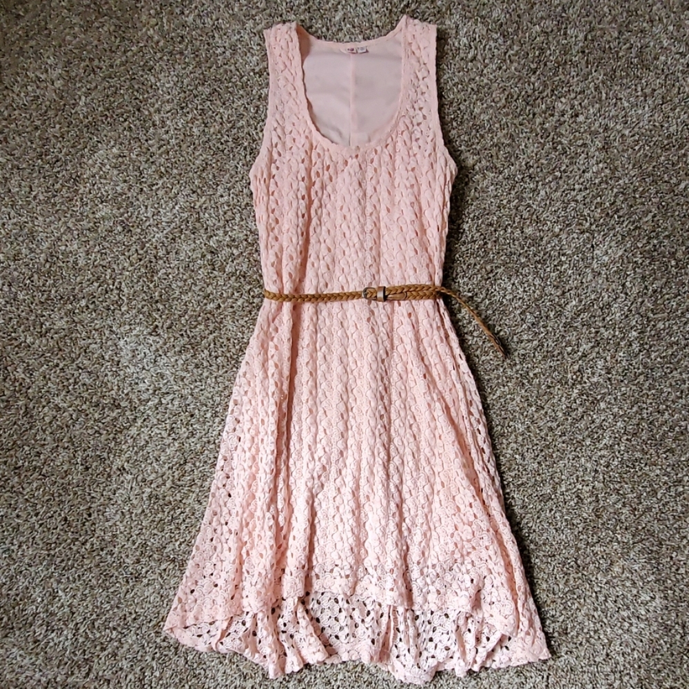 Lace Pink sleeveless dress country style